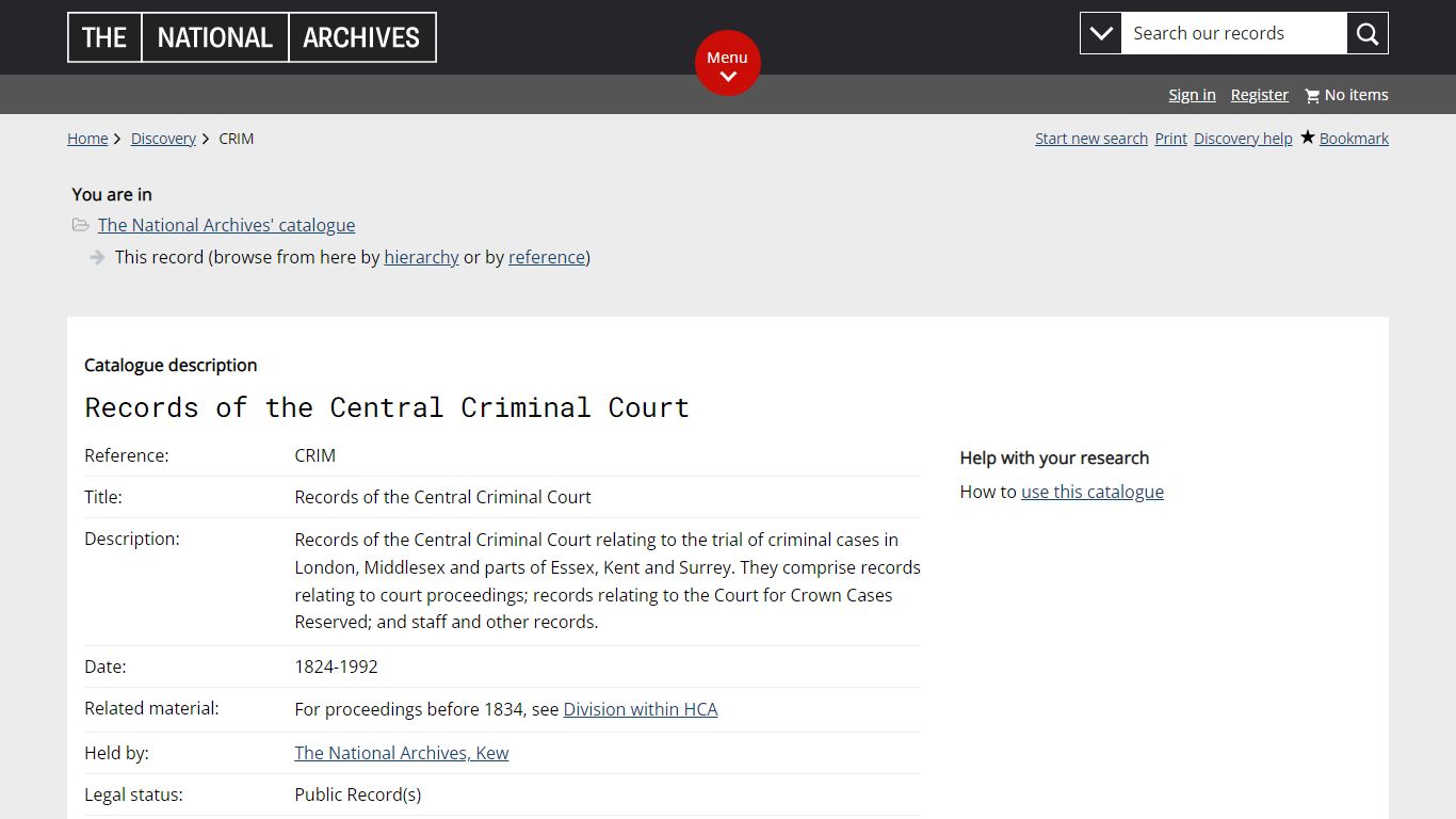 Records of the Central Criminal Court | The National Archives