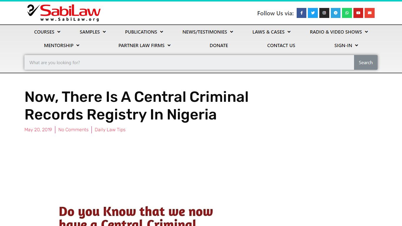 Now, There Is A Central Criminal Records Registry In Nigeria